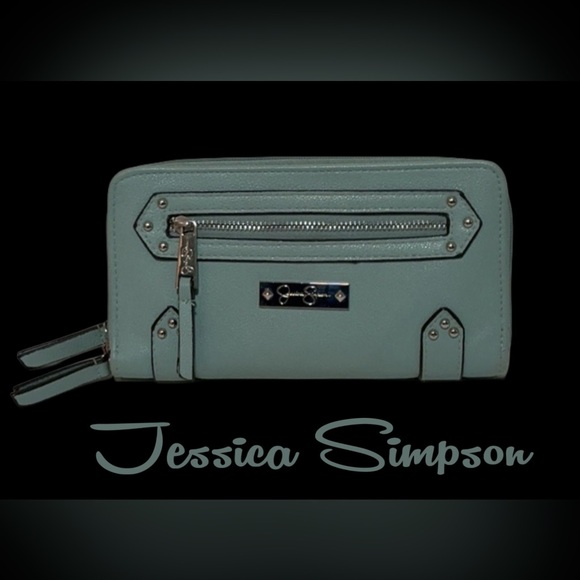NWOT JESSICA SIMPSON Double Zip Around Mint Green Long Wallet - Picture 1 of 10